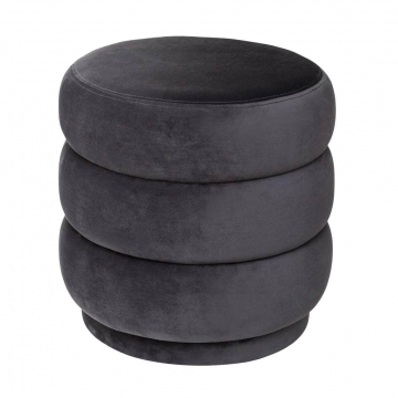 Eazy Living Samt Pouf Ø 40 cm Mathis Dunkelgrau