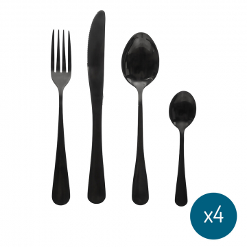 Eazy Living Set de Couverts Giro 16 Pcs Noir