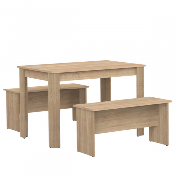 Interia Table de Salle à Manger avec 2 Bancs Nova Chêne