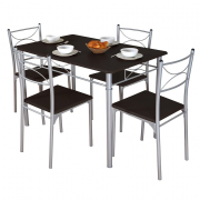 BAM-Meubel Table de Salle à Manger avec 4 Chaises Francis Noir