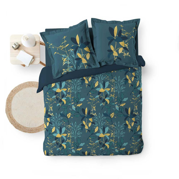 Le linge de Jules Bettbezug-Set, Baumwolle, Blau, Gelb, 240 x 260 cm