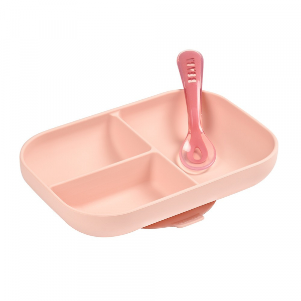 Beaba Set Repas Silicone Rose Zesso Vaisselle Et Couverts Pour Bebe Et Enfant