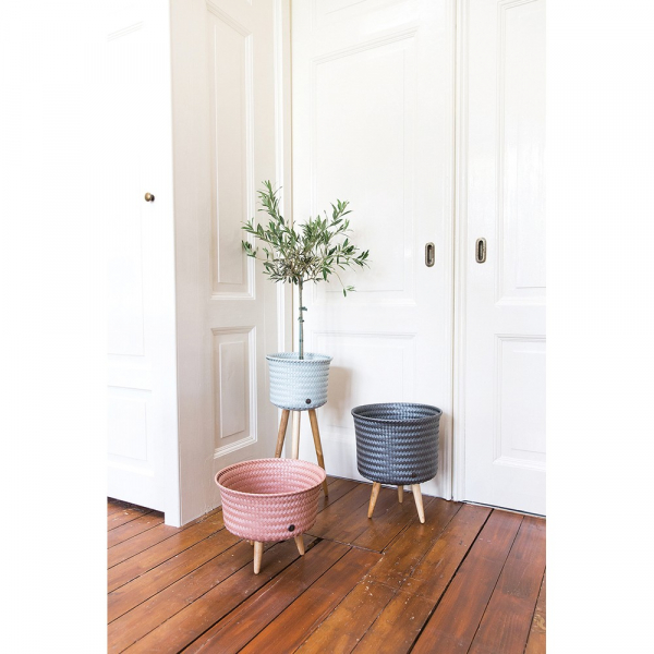 Handed BY Panier Plantes Support Conservation cache-pot bois 40 cm Blanc Gris Foncé Handed BY Panier Plantes Support Conservation cache-pot bois 40 cm Blanc Gris Foncé