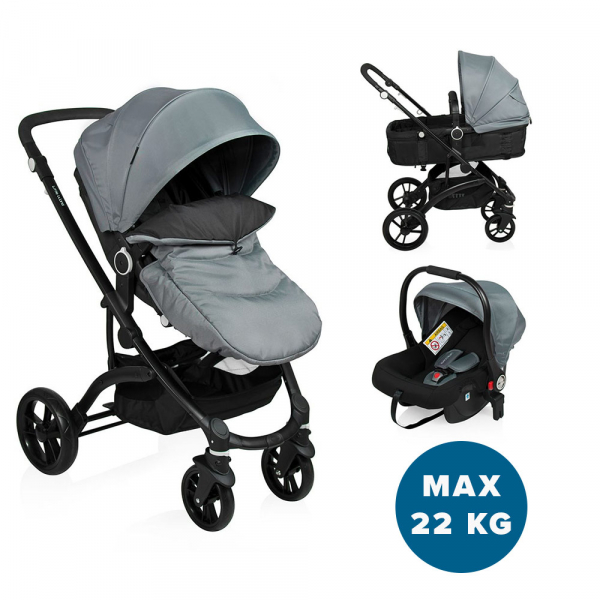 Little World Poussette 3 En 1 City Walker Gris- Jusqu'À 22 Kg