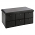 Eazy Living Velvet Pouf + Boîte de Rangement Anda avec 6 Compartiments Noir