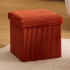 Eazy Living Velours Côtelé Pouf + Boîte de Rangement Rouge
