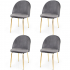 Milton & Oldbrook Velvet Eetkamerstoel Luxor Grijs - 4 Stuks