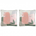 Sierkussen 40 x 40 cm Line Art Roze-Kaki - 2 Stuks