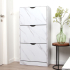 Milton Oldbrook Armoire à Chaussures Prato - 3 Niveaux - jusqu'à 18 Paires de Chaussures - 60x24x119cm - Look Marbre Blanc
