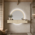 Milton & Oldbrook Hangende Kaptafel met Spiegel en Verlichting Laren Beige