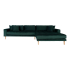 House Collection Velours Canapé d'Angle Milo Lounge Sofa Droit Vert Foncé