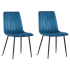 Stozy Velours Chaise de Salle à Manger Amya Bleu - 2 Pièces
