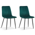 Stozy Velours Chaise de Salle à Manger Amya Vert - 2 Pièces
