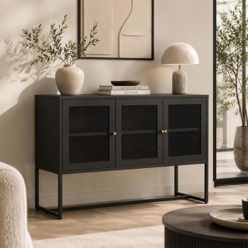 Milton & Oldbrook Armoire Vitrine Athens Noir 120 x 40 x 80 cm