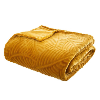 Eazy Living Fleece Plaid Leaves 220 cm x 240 cm Jaune