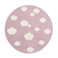 Livone Teppich Ø 133 cm Happy Rugs Sky Cloud Rosa - Weiß