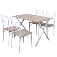 BAM-Meubel Table de Salle à Manger avec 4 Chaises Mathias Blanc