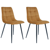 House Collection Velvet Eetkamerstoel Gara Mosterdgeel - 2 Stuks 