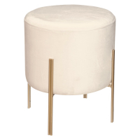 Eazy Living Samt Pouf Aras Ø 34 cm Weiß