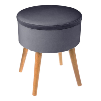 Eazy Living Tabouret avec Boîte de Rangement Dina Ø 36 cm Gris Foncé