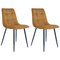 House Collection Velvet Eetkamerstoel Gara Mosterdgeel - 2 Stuks 