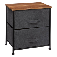 Eazy Living Table de Chevet Achille 2 Tiroirs Gris Foncé