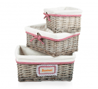 Baninni Rieten Mandjes Mita Grigio 3 Stuks - Roze