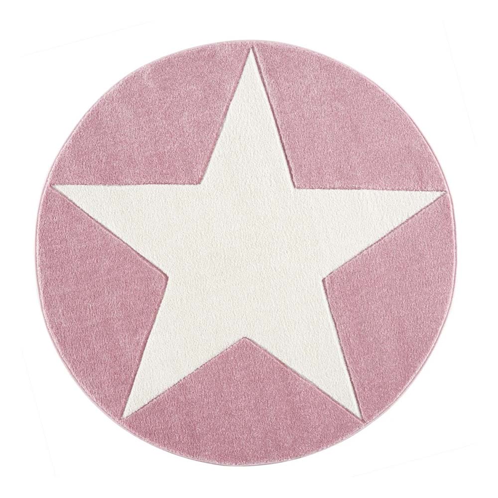 Livone - Kindervloerkleed Happy Rugs Star Rond - Roze Ø 133 cm