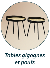Tables gigognes et poufs
